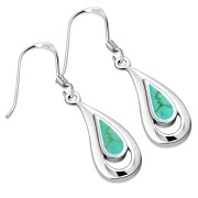 Turquoise Drop Sterling Silver Earrings, e388